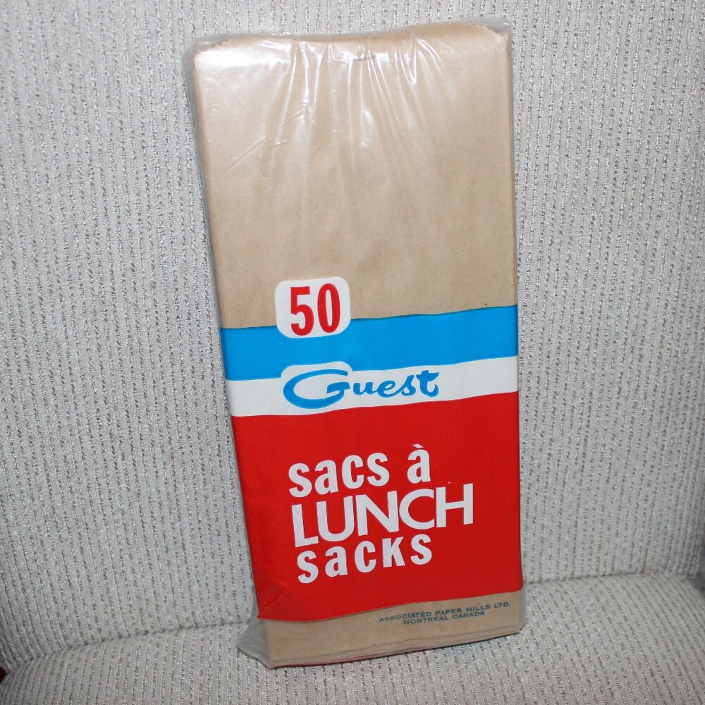 FREE WITH ANY BUY❤️vintage 70s? GUEST Lunch Sacks Paper Bags Montreal Canada
